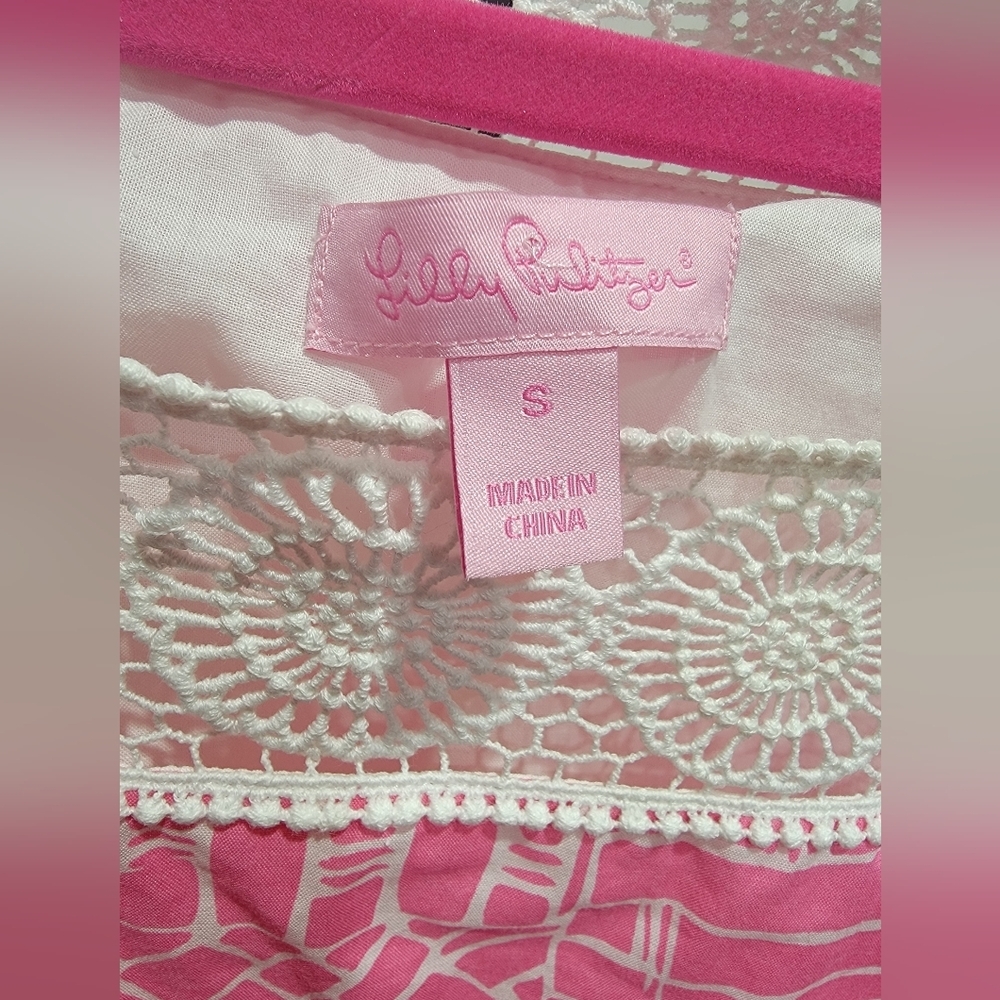 Lilly Pulitzer Chapman Tunic Pink & White Floral Lace Dress Women's Size Small - Picture 14 of 15